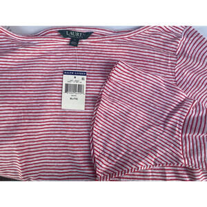 NWT Womens Top-LAUREN RALPH LAUREN-red striped bell cuff XL